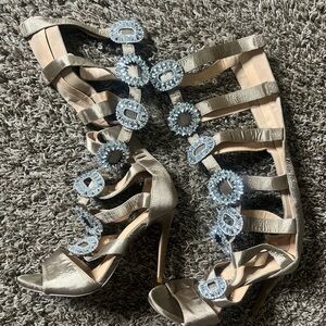 Elegant Tan w/Silver bling Heels